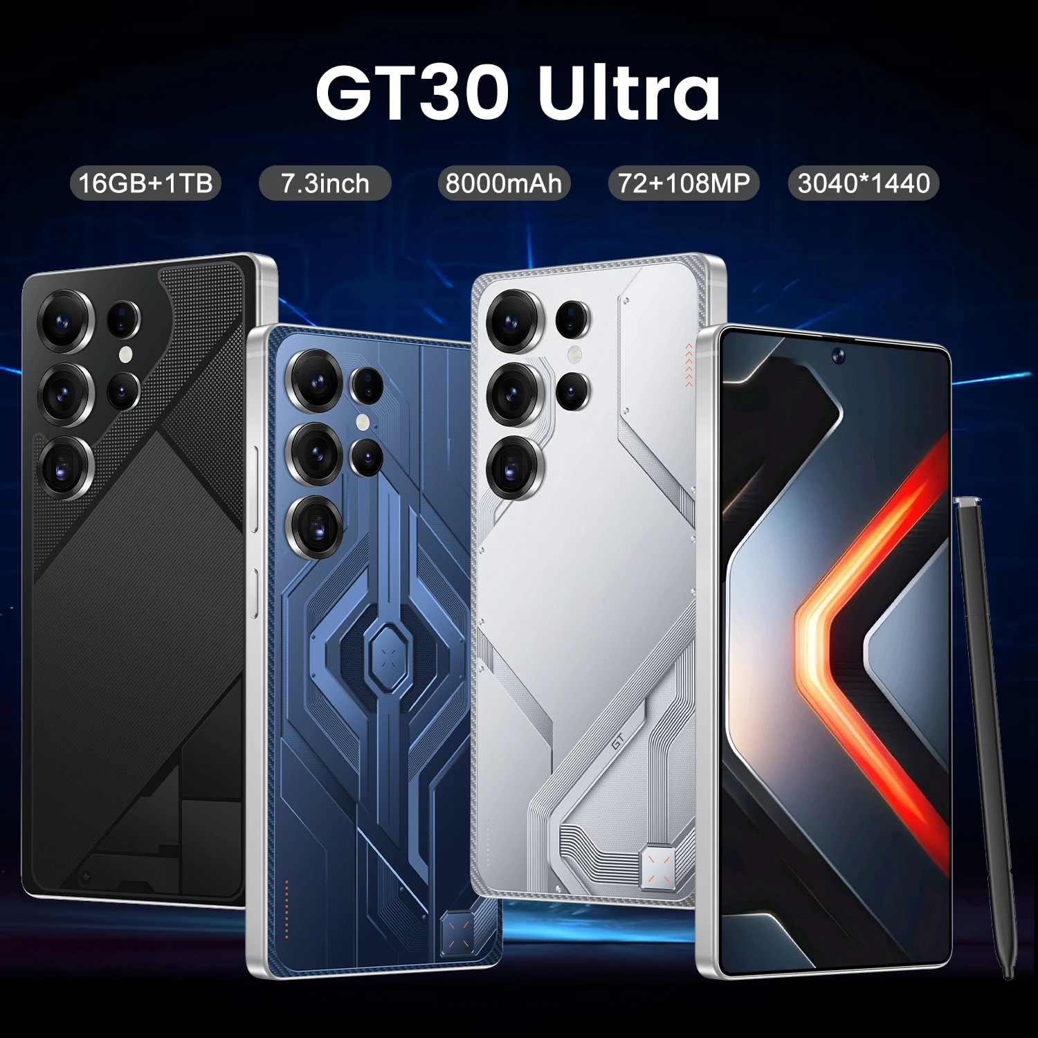 オリジナル携帯電話 Gt30 ultra 16GB+1TB 顔認証ロック解除済み携帯